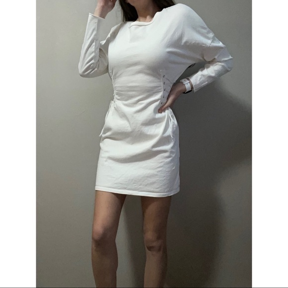 Silence and Noise White Lace Up Sides Long Sleeve Dress - Picture 4 of 5